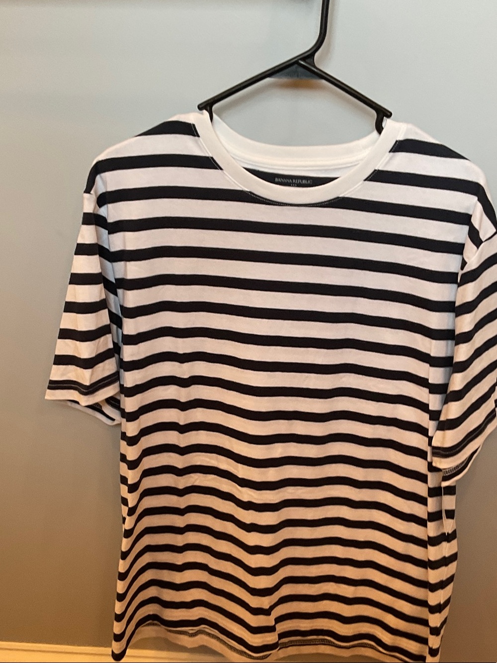 Banana Republic Black and White Striped Short Sleeve Tee